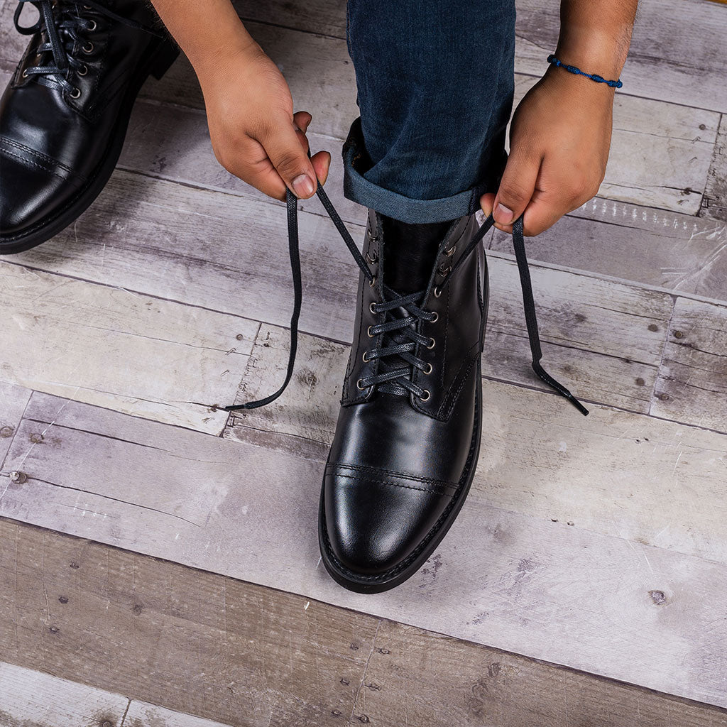 Flat Waxed Cotton Laces | Black - Image 4