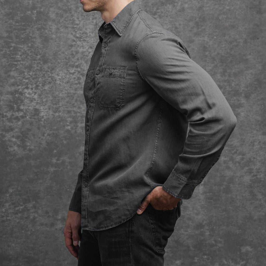 Chambray Workshirt | Charcoal - Image 7