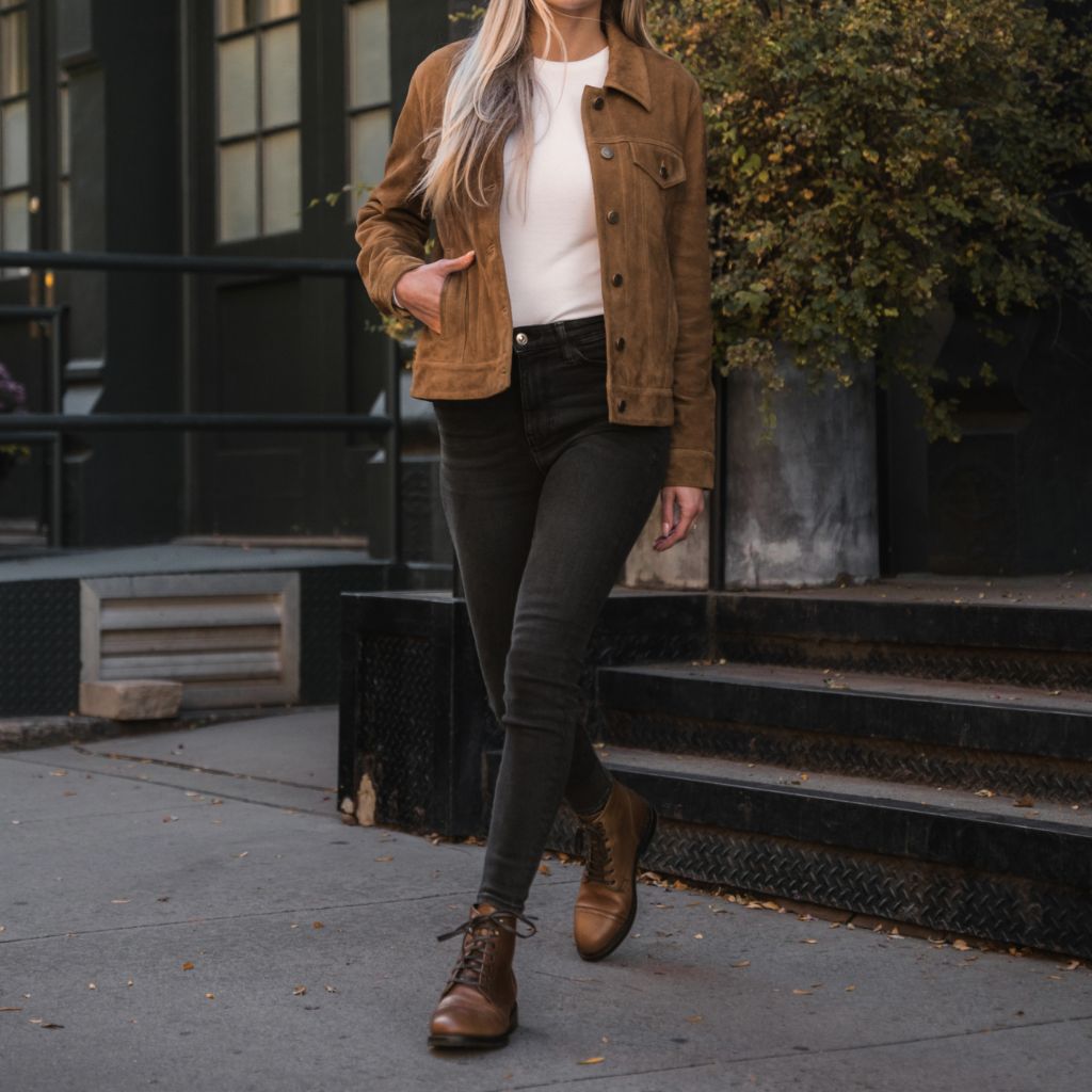 Suede Trucker Jacket | Dusty - Image 3